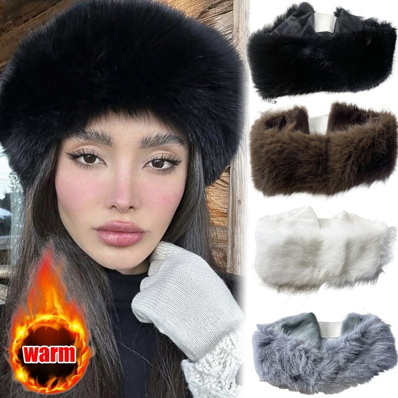 Fleece Ear Warmer Band - Breites Band, Fell-Stirnband, Winter, warm halten,