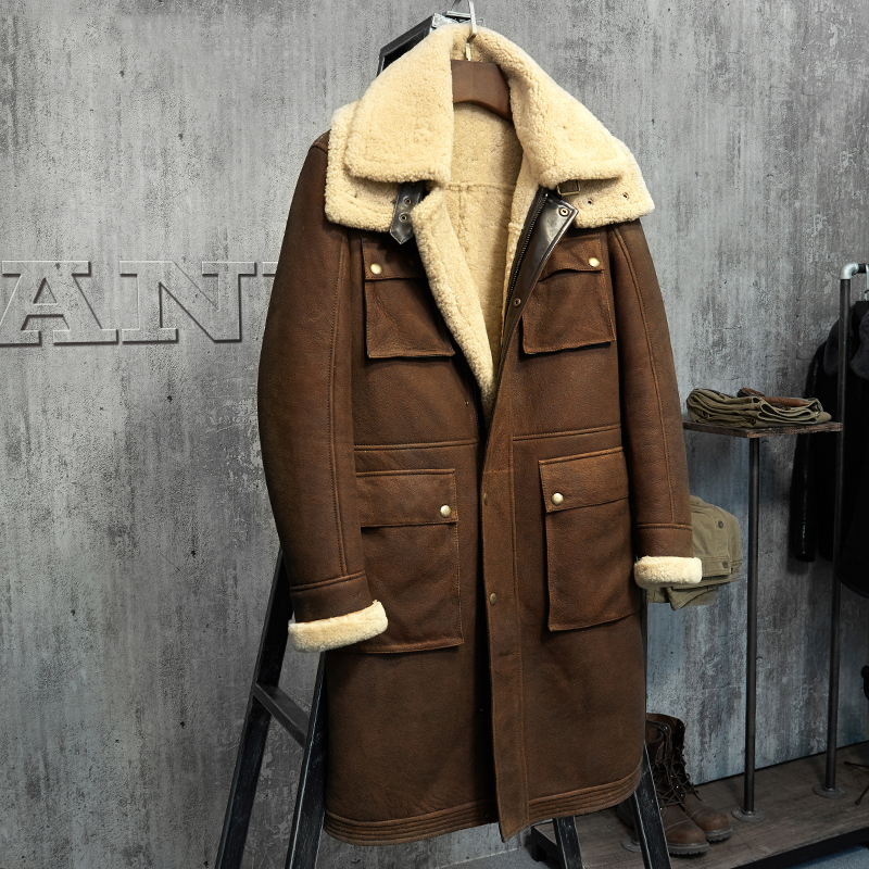 Down Jacket Packable - Luxuriöser X-Long-Parka aus Lammfell für Herren
