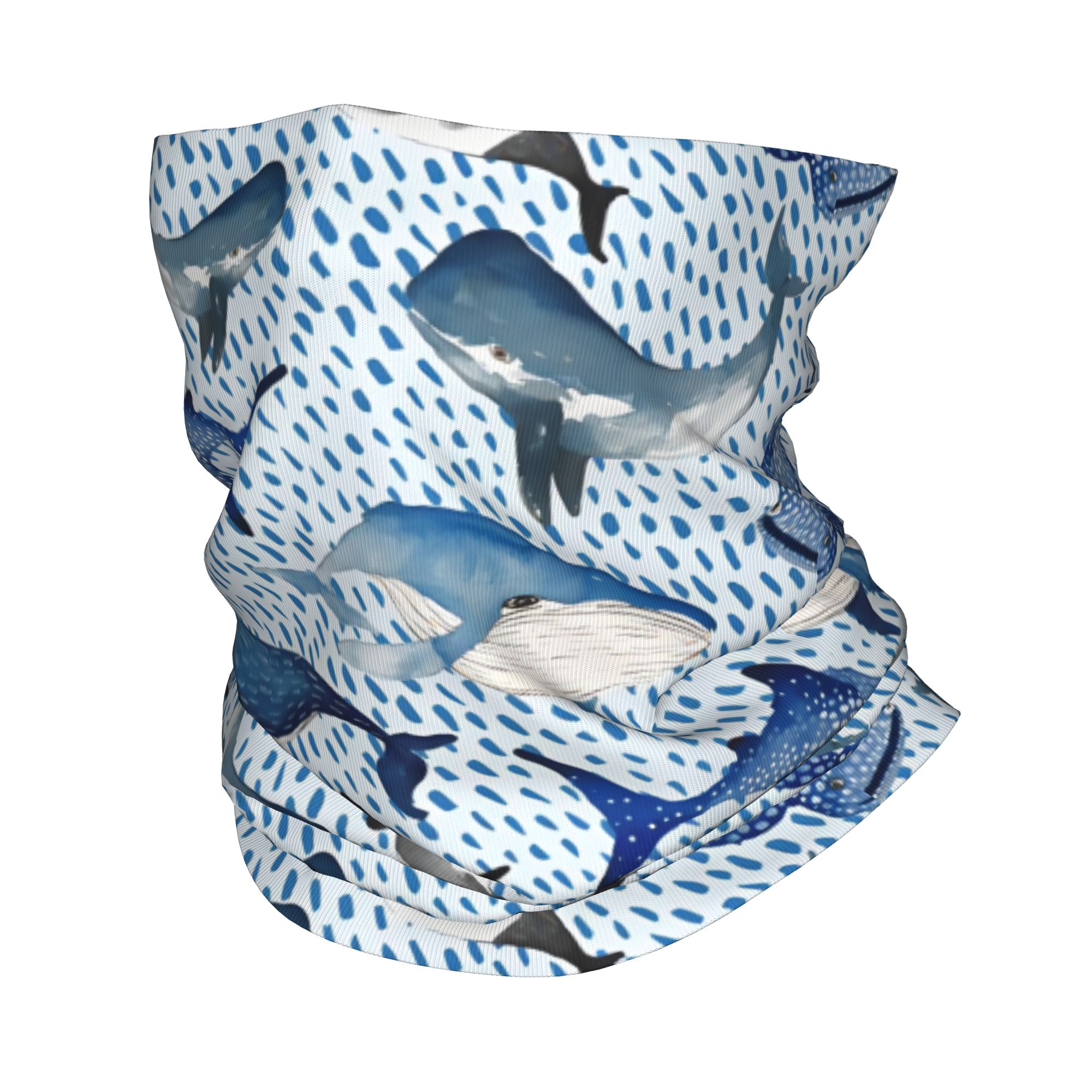 Neck Gaiter Fleece - Benutzerdefinierte blaue Aquarell Hai Winter Stirnband