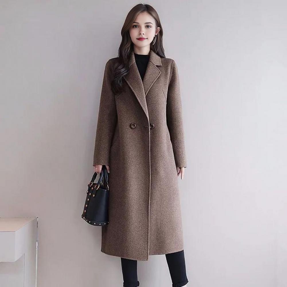 Wool Coat Peacoat - Damen Wollmantel Mittellanger Woll-Peacoat Lässiger Trenchcoat