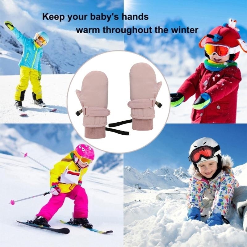 Snow Glove Insulated - J15U warme Baby-Kleinkind-Winter-Skihandschuhe mit Schnur, Fäustlinge