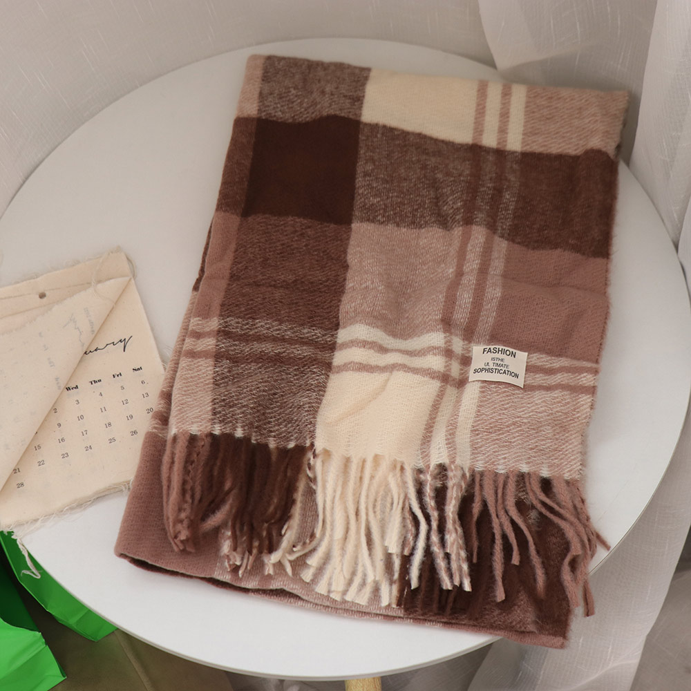 Wool Scarf Men - Lässiger Winddichter Karierter Wollschal mit Langen
