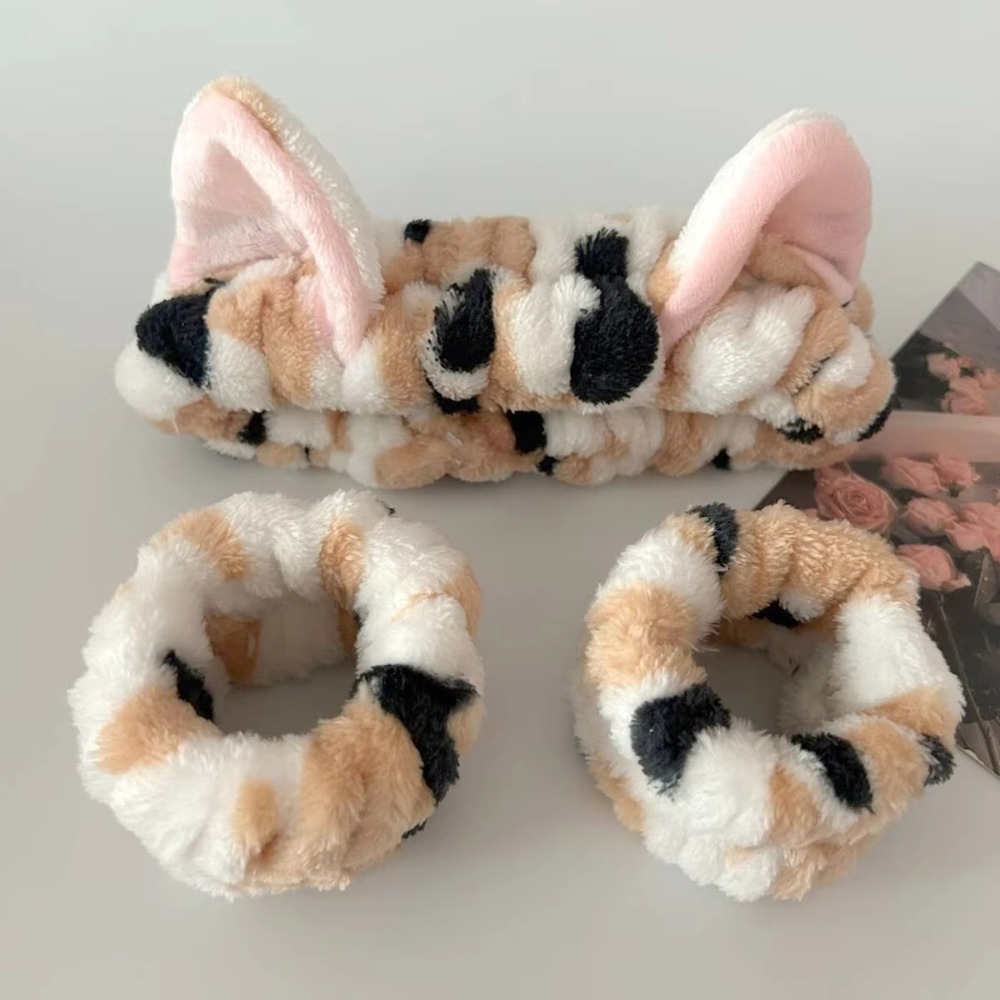 Winter Headband Fleece - 3 teile/satz Leopardenmuster Nette Katze Ohr