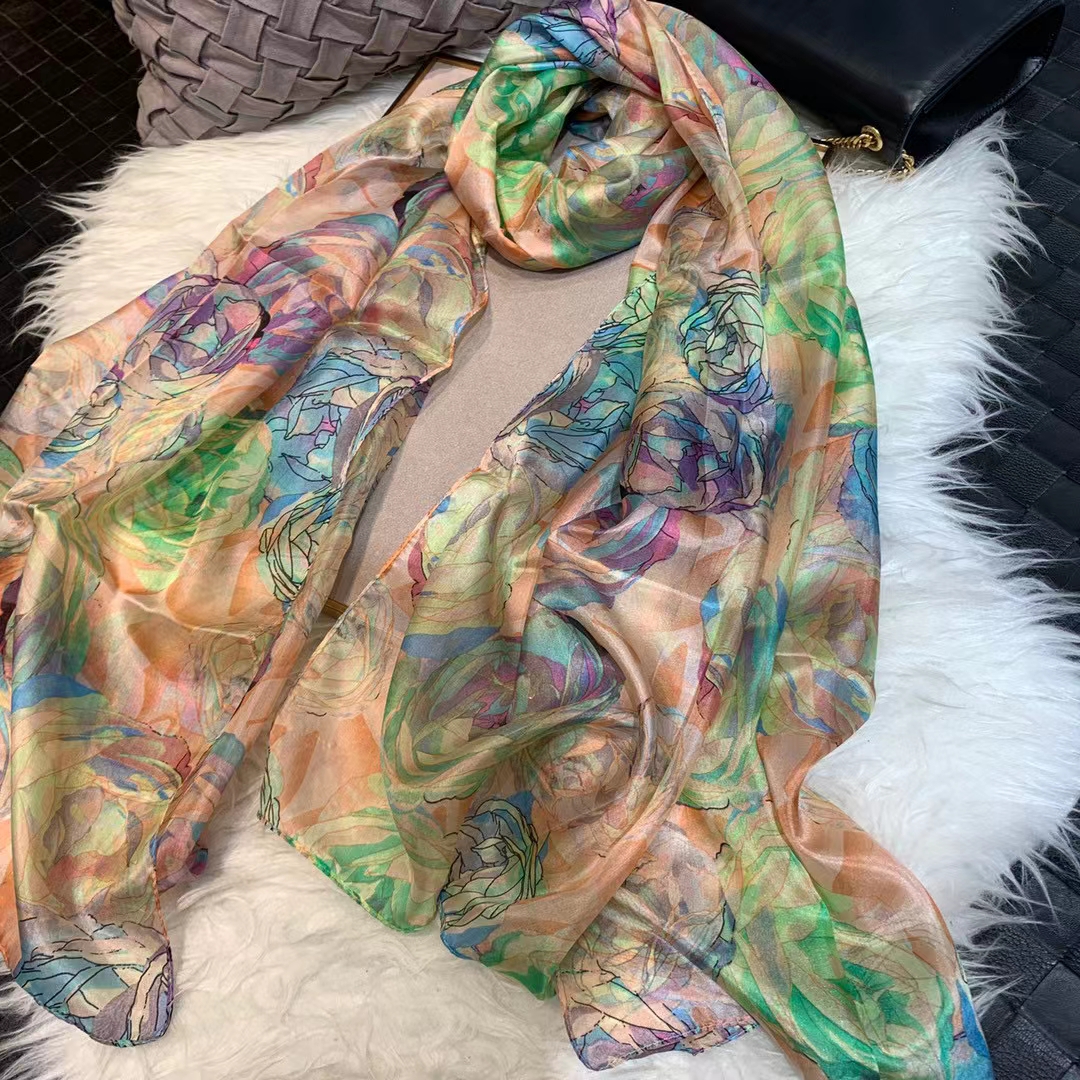 Shawl Wrap Winter - Damen Grün 100 % Seidenschal Schal
