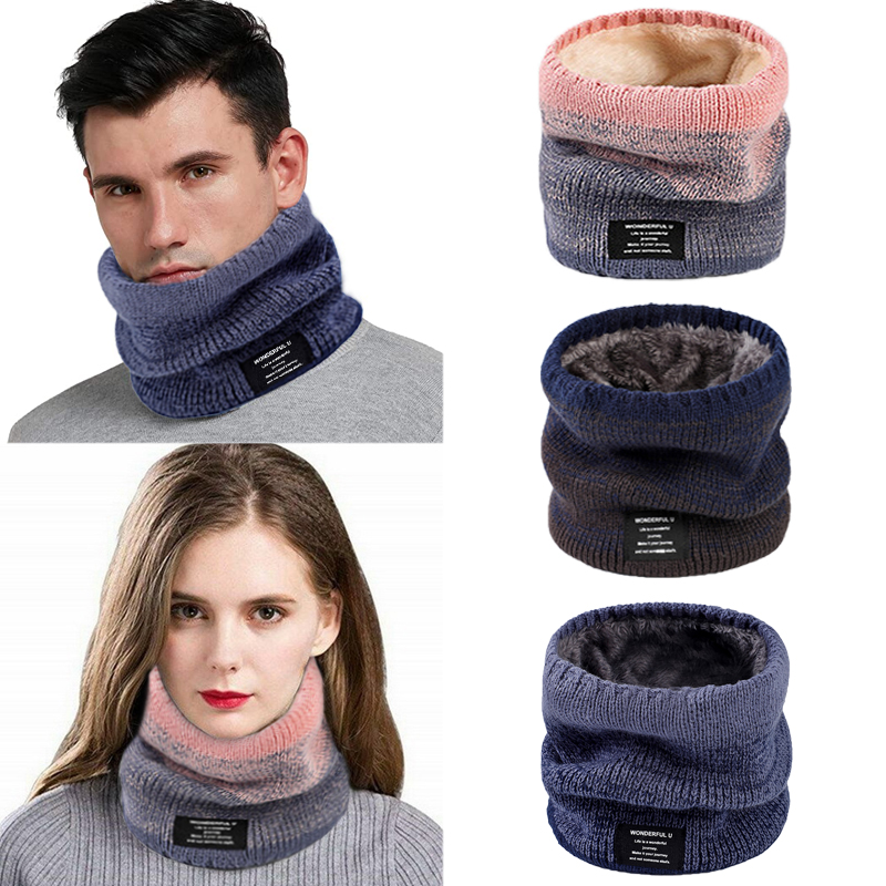 Wool Scarf Men - Winter Frauen männer Gestrickte Gradienten Kopf