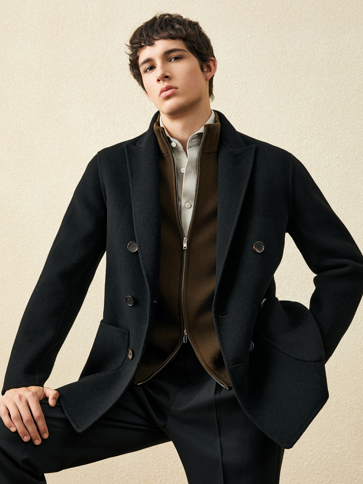 Wool Coat Peacoat - Kurzmantel aus 100 % Wolle für