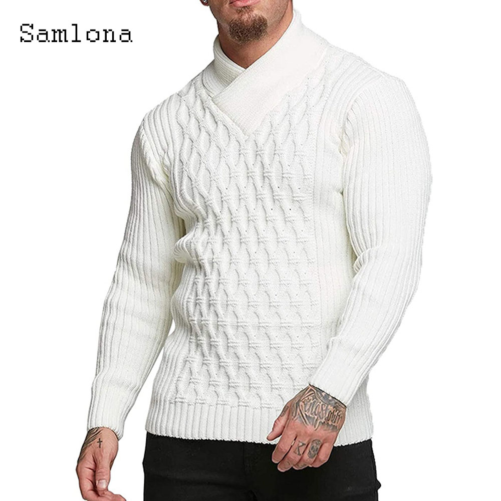 Wool Scarf Men - Samlona Männer Herbst Neue Stricken Pullover