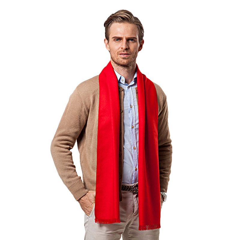 Wool Scarf Men - Mode Winter einfarbig Männer roten Schal