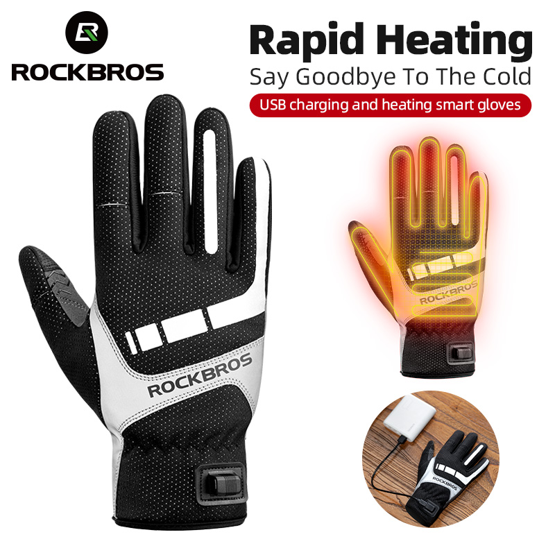 Touch Screen Gloves - ROCKBROS Beheizter Winterhandschuh, Fahrradhandschuhe, USB, elektrisch,