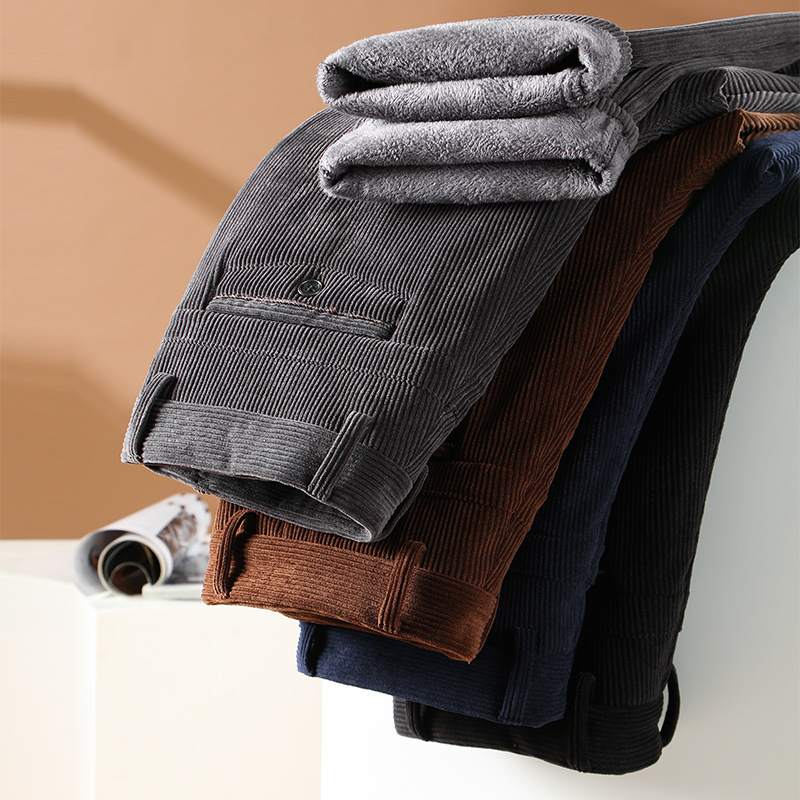 Corduroy Pant Warm - Winter männer Fleece Cord Hosen Business