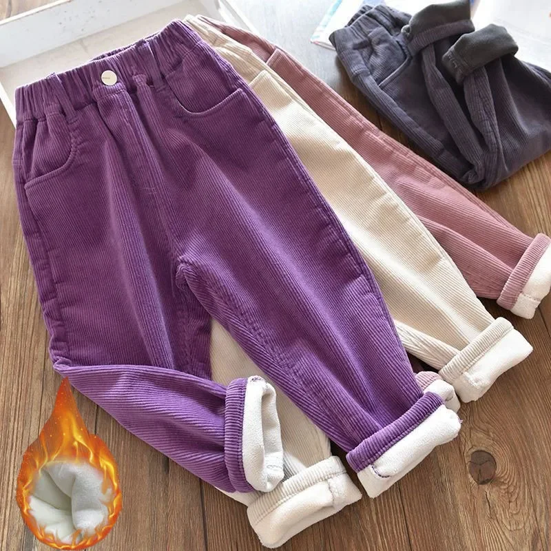 Corduroy Pant Warm - Cordhosen für Mädchen, warme, mit Fleece
