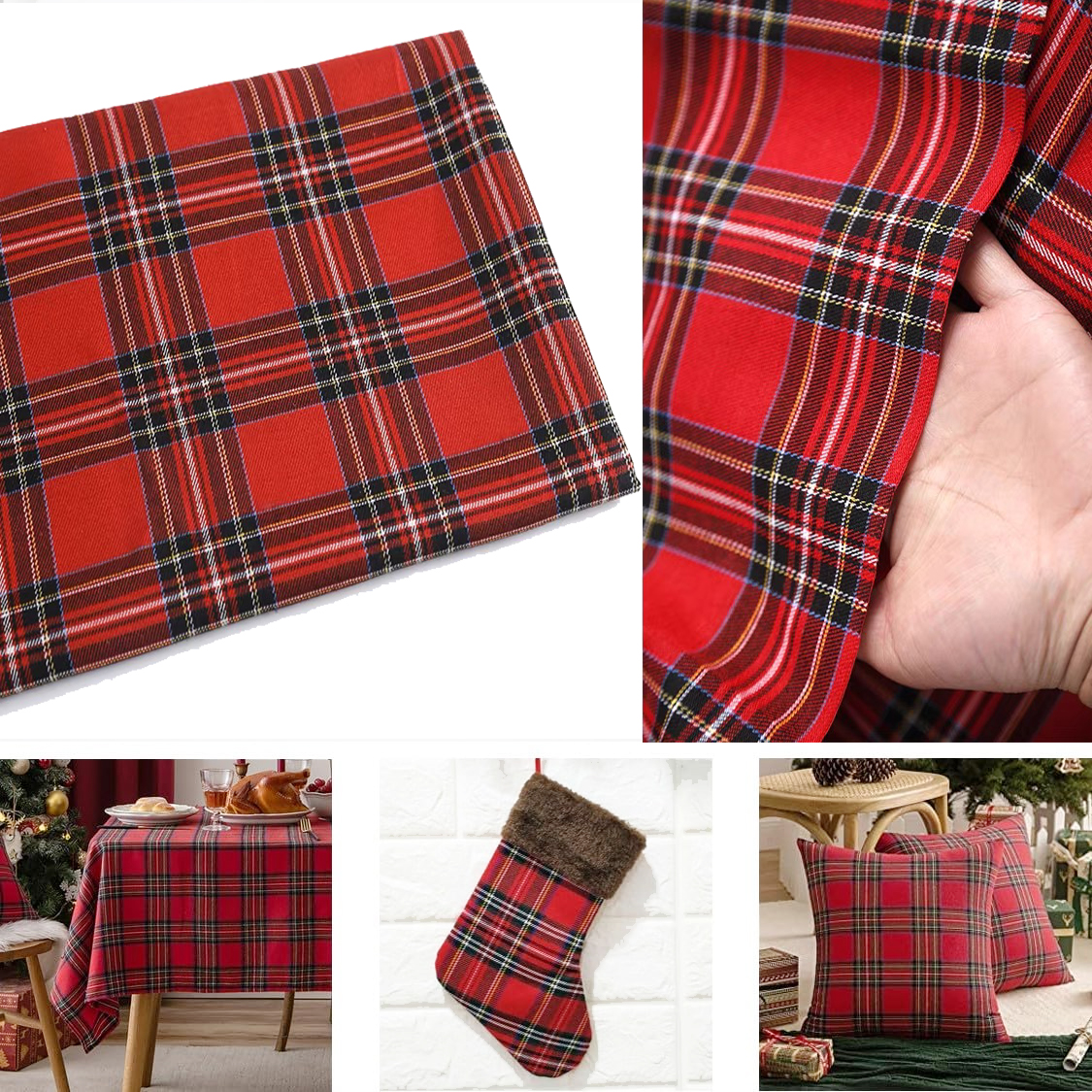 Flannel Shirt Lined - Weihnachts-Karo-Stoff für Heimwerker, Nähen, Zuhause, Weihnachtsdekoration,