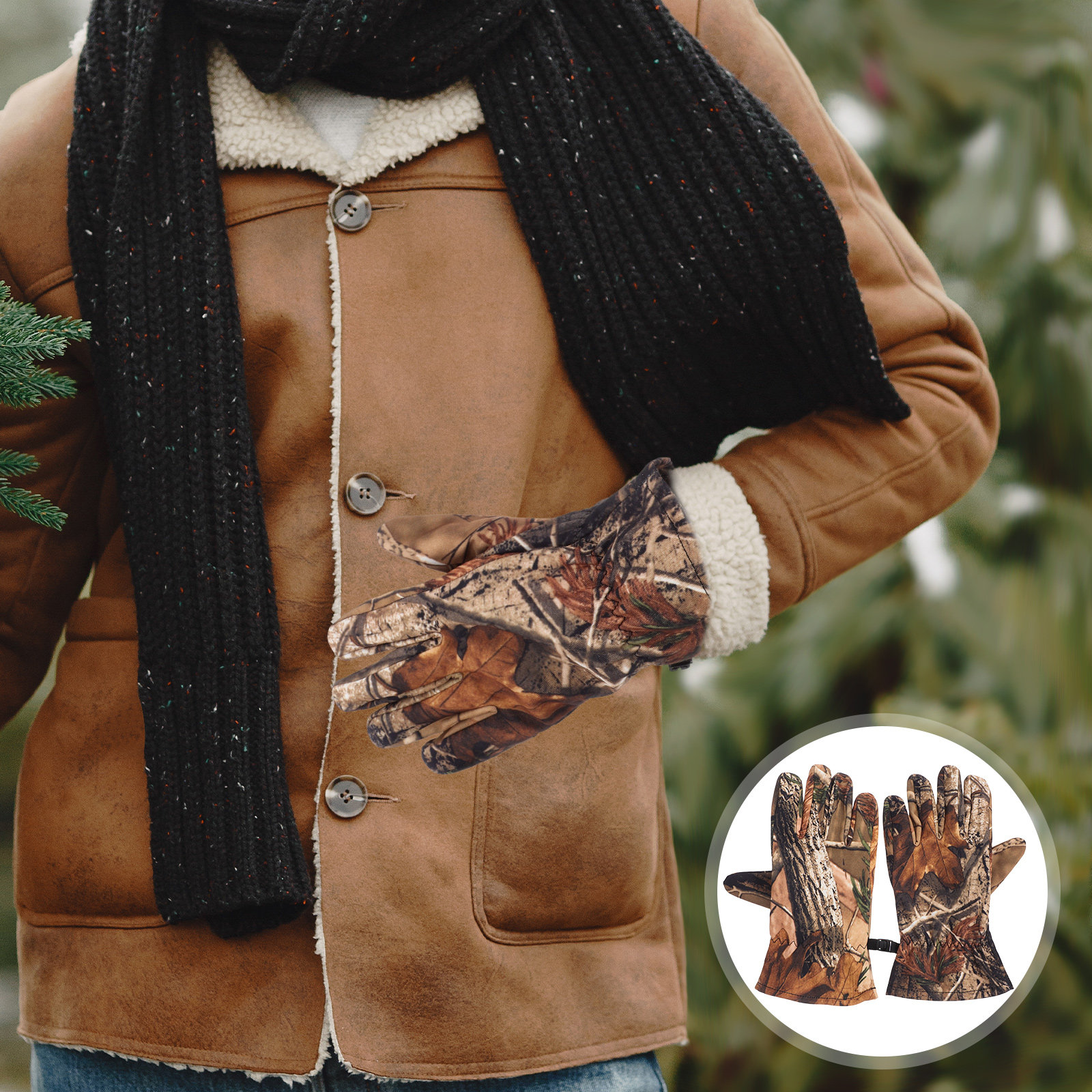 Snow Glove Insulated - Tarnfarben-Winter-Wasserdichte Jagdhandschuhe für Männer, Isoliert mit