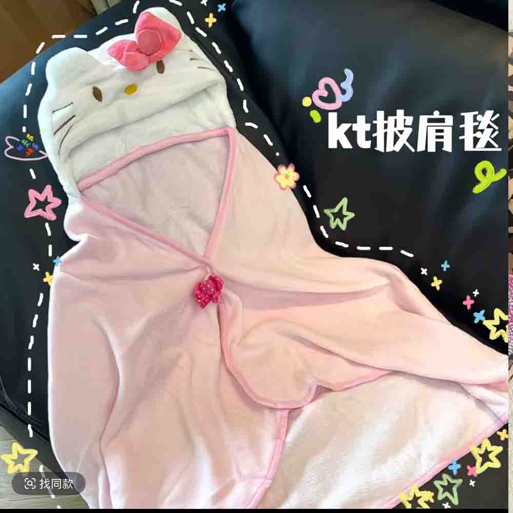 Shawl Wrap Winter - Niedlicher Hellokitty Umhang-Schal Klimaanlagen-Decke mit Kapuze