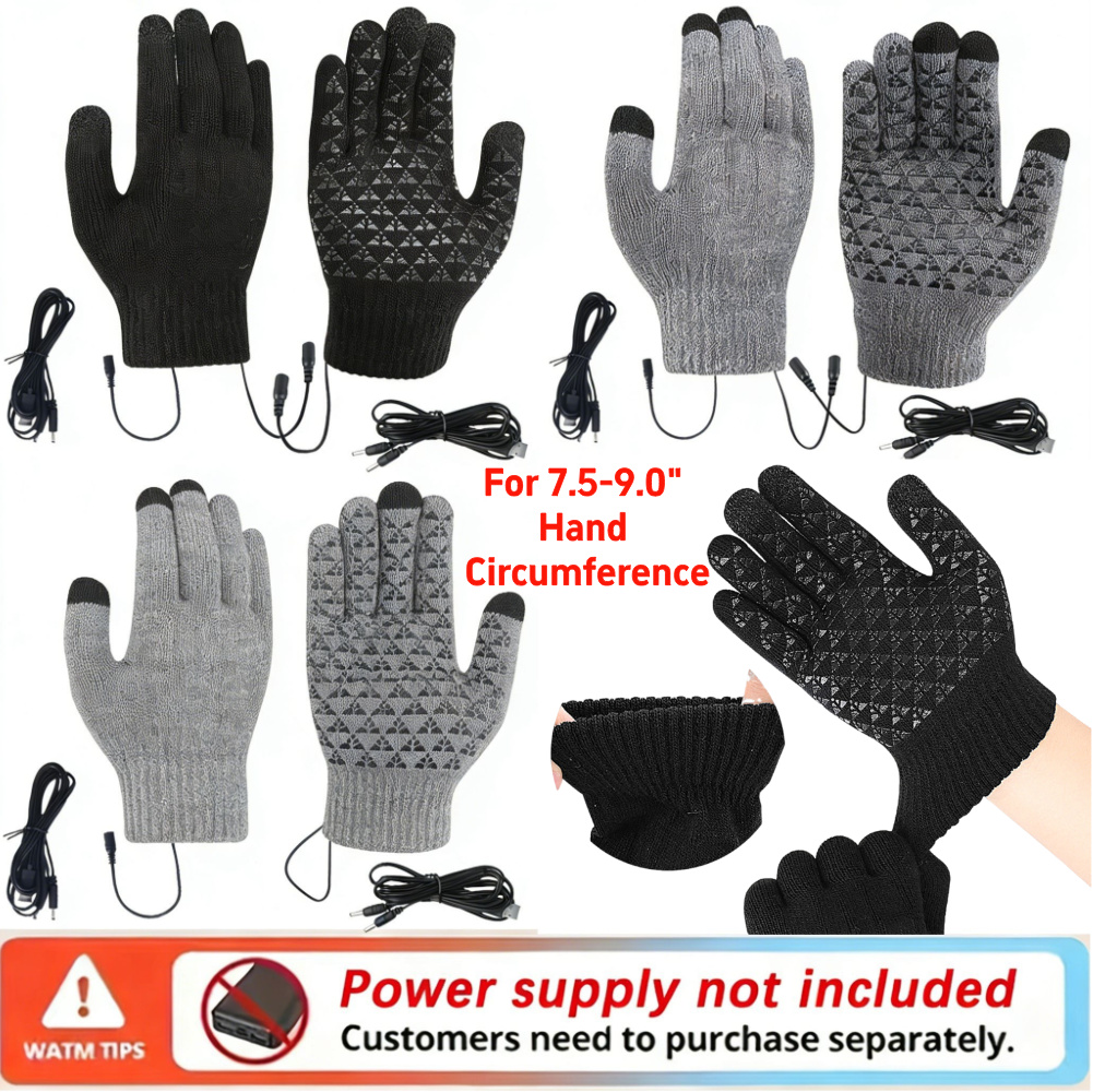 Touch Screen Gloves - 5–1 Paar USB-beheizte Strickhandschuhe, Touchscreen-Handschuhe, rutschfeste