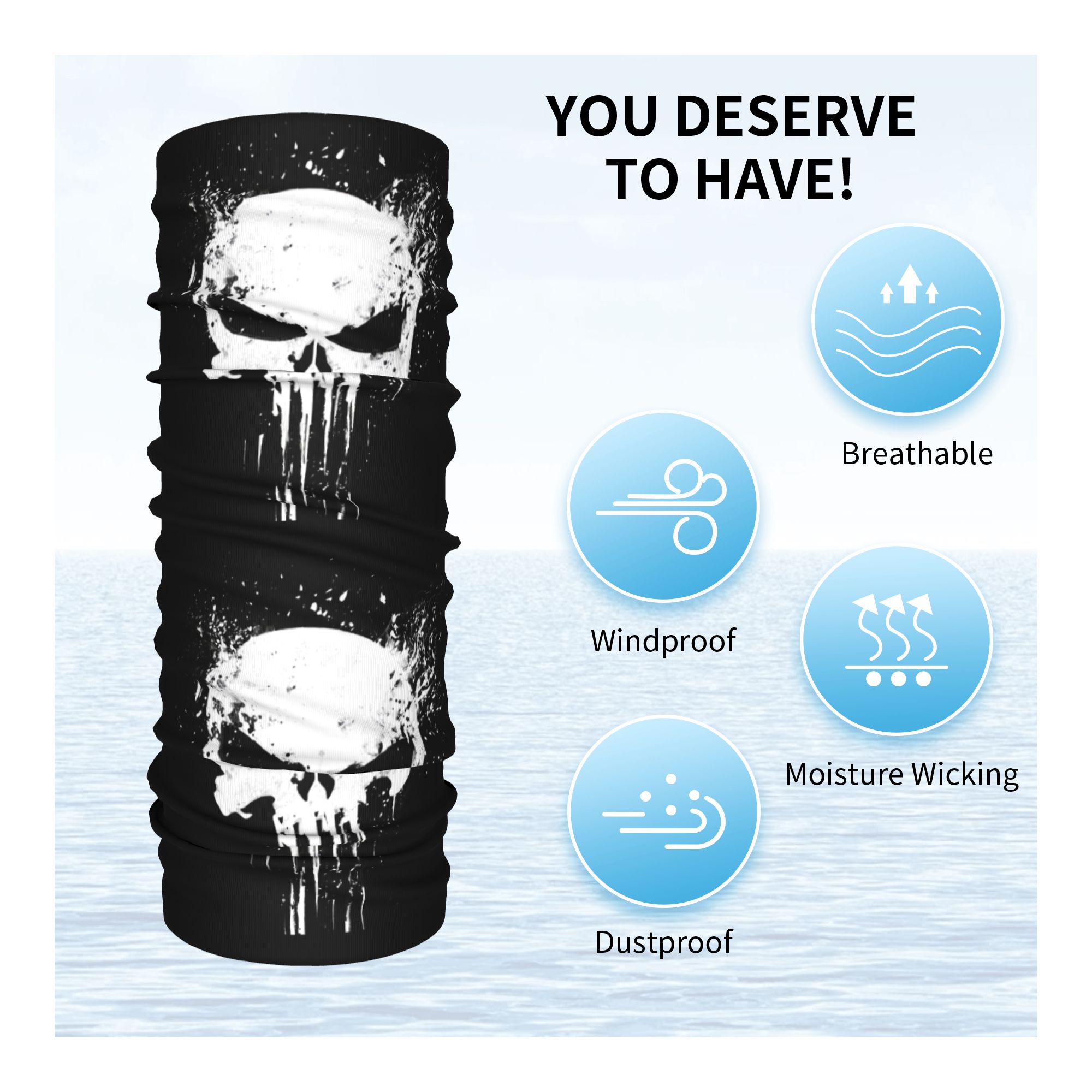 Maßgefertigtes Totenkopf-Banda – Neck Gaiter Fleece Bewertung und Preis