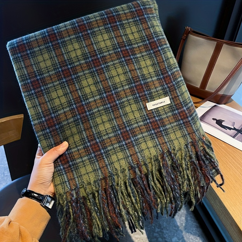 Vintage Grün Plaid Quaste Scha – Cashmere Pashmina Wrap Bewertung und Preis