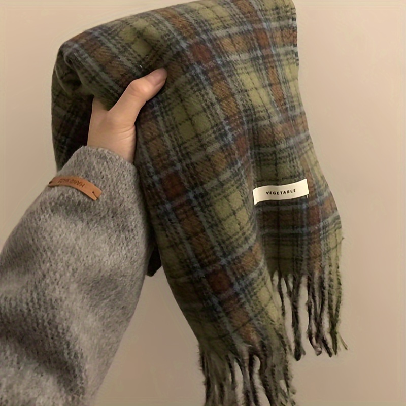 Vintage Grün Plaid Quaste Scha – Cashmere Pashmina Wrap Bewertung und Preis
