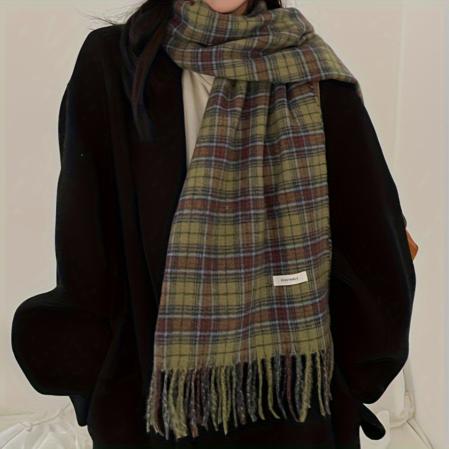 Vintage Grün Plaid Quaste Scha – Cashmere Pashmina Wrap Bewertung und Preis