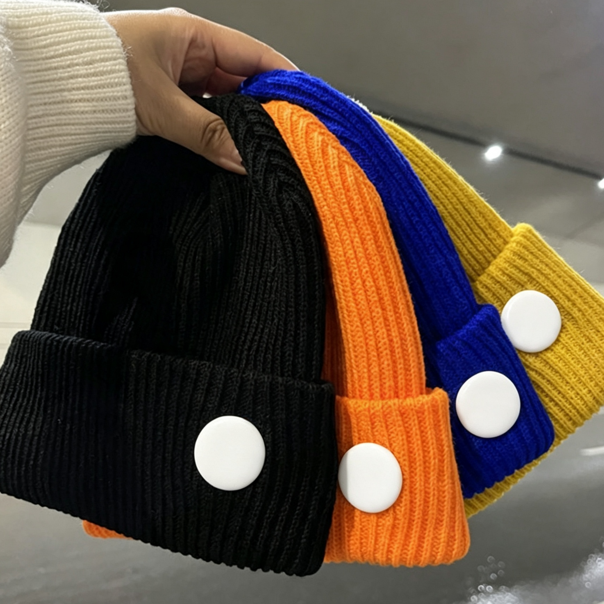 Einfarbige DIY-Strickmütze zum – Knit Beanie Hat Warm Bewertung und Preis
