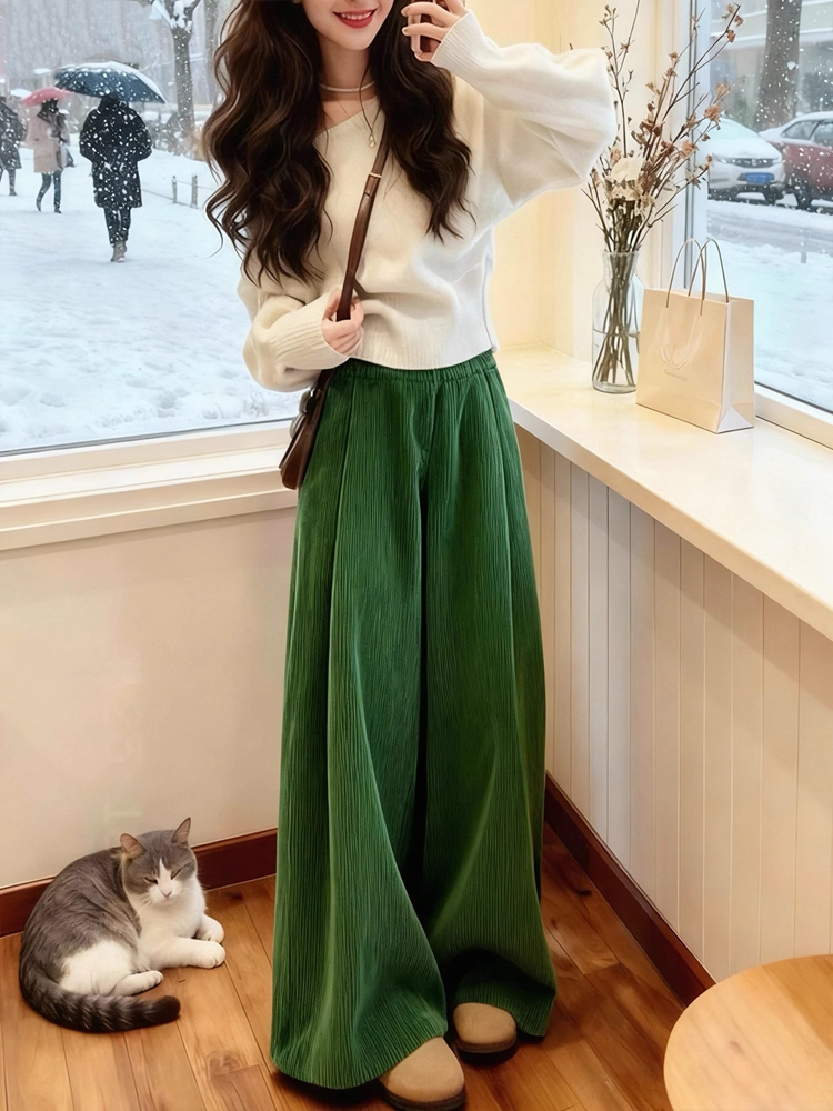 Grüne Cordhose mit weitem Bein – Corduroy Pant Warm Bewertung und Preis