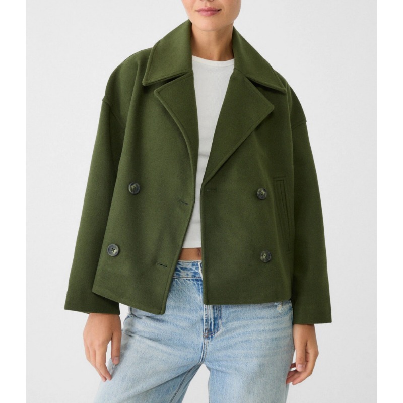 Damen Oversized Zweireihiger W – Wool Coat Peacoat Bewertung und Preis