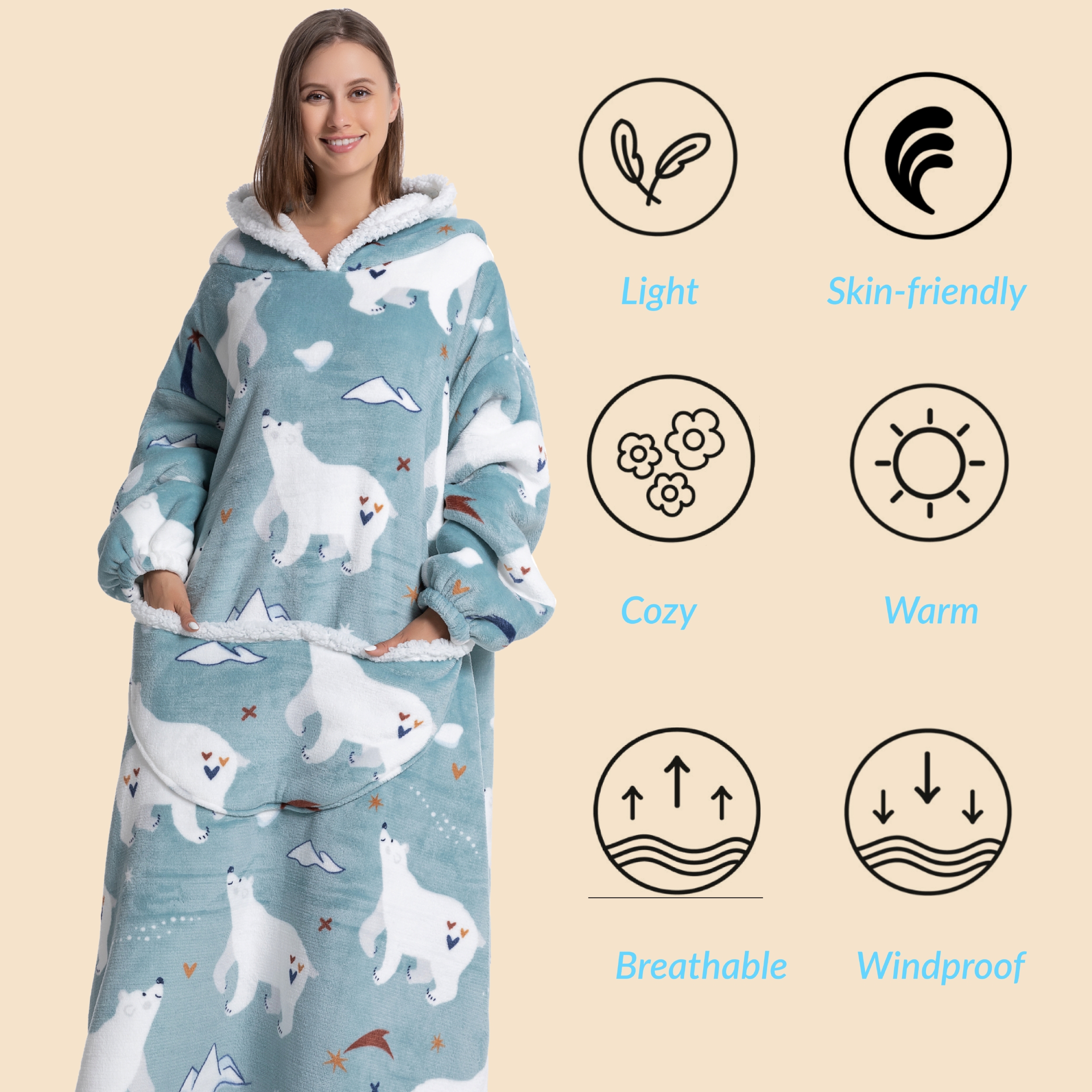 Übergroßen Wearable Decke Gemü – Sherpa Hoodie Fleece Bewertung und Preis